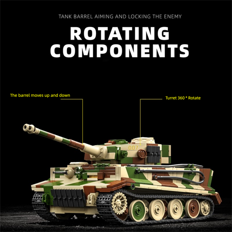 Lego Compatible Military Tank - مجموعة مكعبات بناء دبابة النمر الألمانية