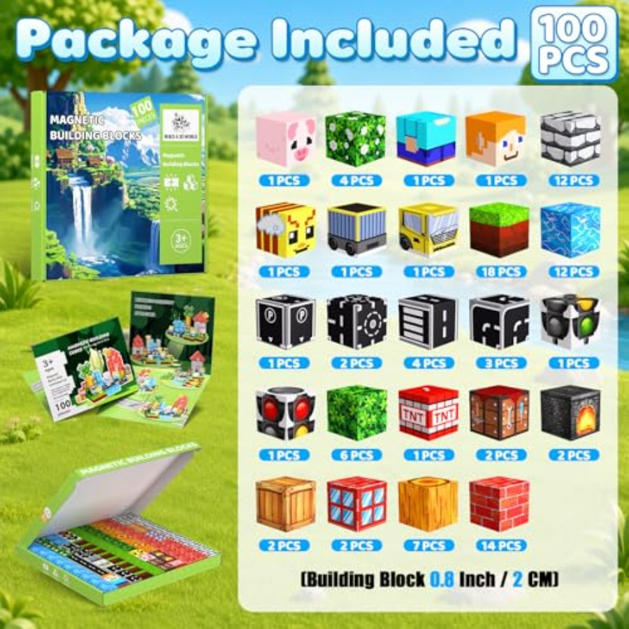 100 قطعة من المكعبات المغناطيس - مراجعة Magnetic Building Tiles Set 100Pcs وسعره