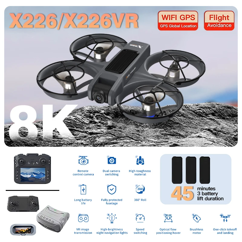 طائرة بدون طيار أصلية X226/X22 - مراجعة Fpv Brushless Rc Drone 4K وسعره