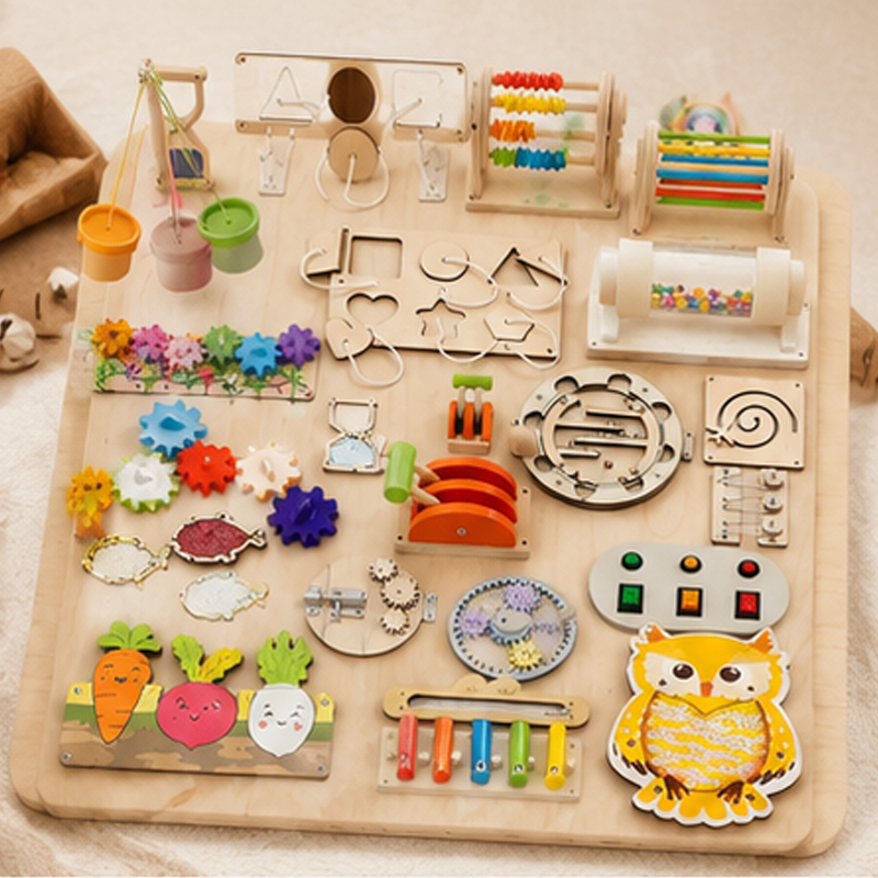 ملحقات لوحة مونتيسوري التعليمي - مراجعة Montessori Wooden Busy Board Toddler وسعره