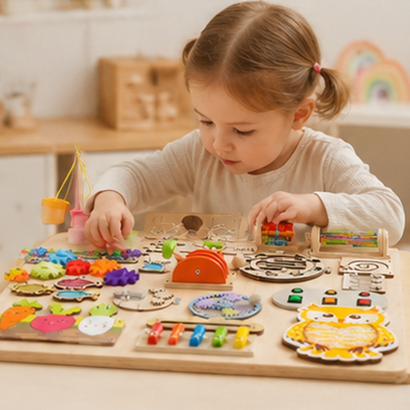 ملحقات لوحة مونتيسوري التعليمي - مراجعة Montessori Wooden Busy Board Toddler وسعره